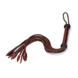 WINE RED AND BLACK LEATHER CAT O NINE TAILS WHIP