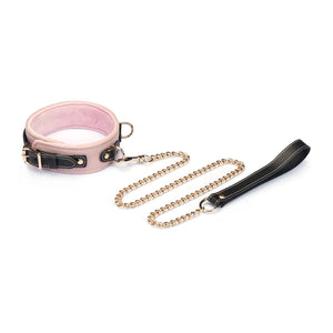 Italian  Leather Wrist and collar set  - Pink