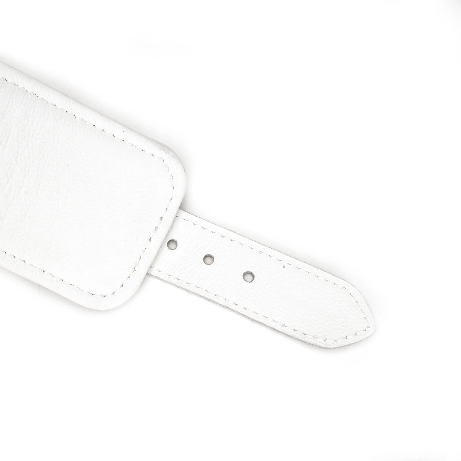 Fuji White - Leather cuff with silver metal