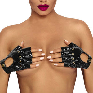 PVC fingerless gloves