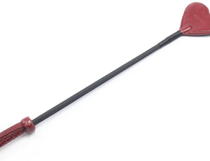 PREMIUM WINE RED LEATHER RIDING CROP WITH HEART SHAPE TIP