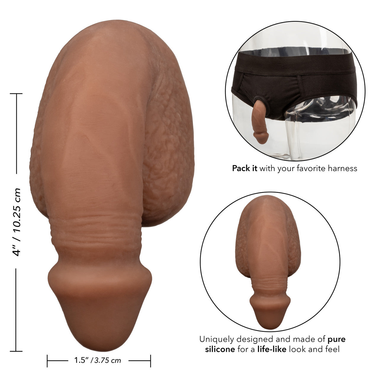 Packer Gear™ 4"/10.25 cm Silicone Packing Penis™ - Brown