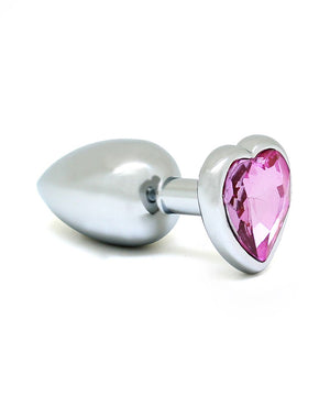 Butt Plug Small med hjerteformet krystal - Pink