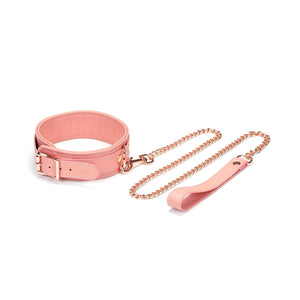 Pink Dream Leather Collar - Halsbånd med kæde