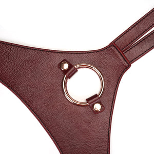 Wine Red Deluxe Leather Strap On Harness