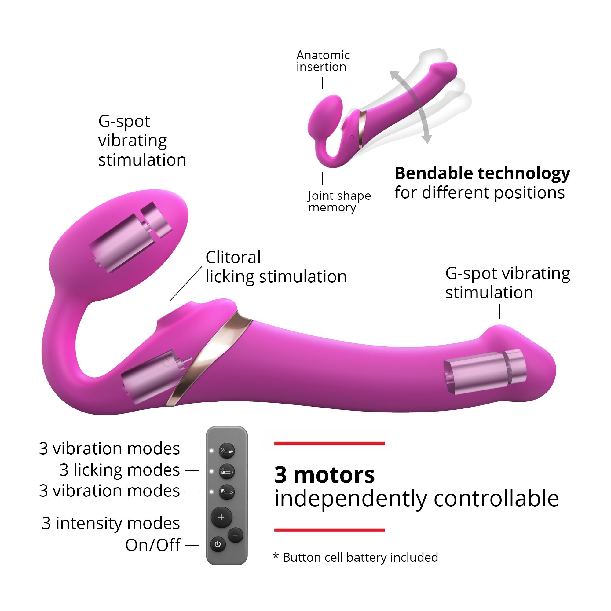 Strap-On-Me Bendable Multi Orgasme Dobbelt Dildo - M
