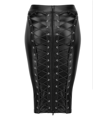 Powerwetlook pencil skirt with long zipper