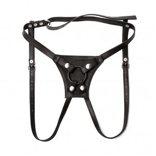 Harness Unisex til strap-on i sort læder