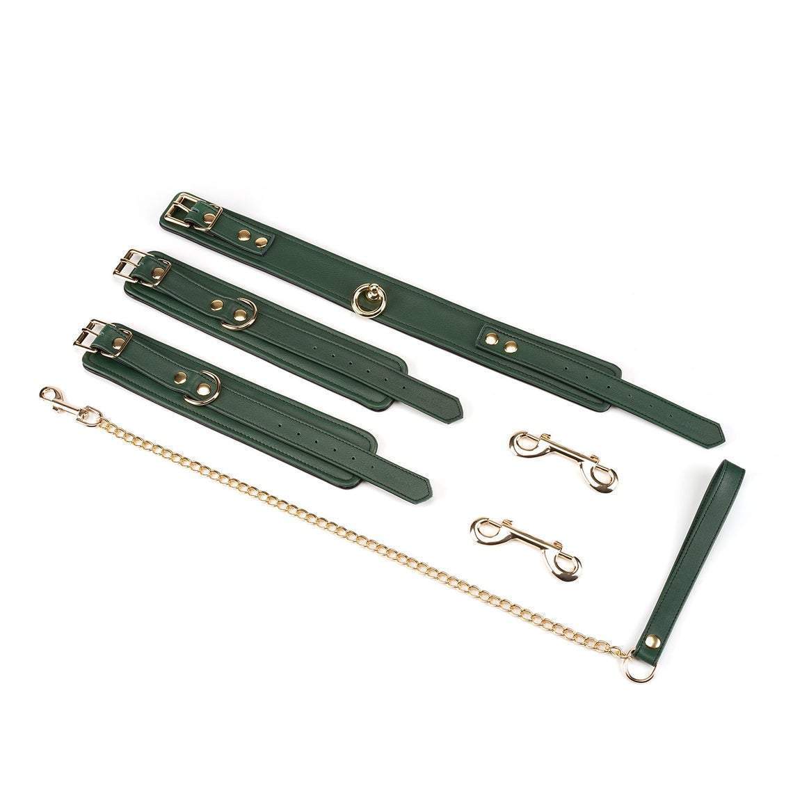 Dark Green Limited Edition Bondage Set- collar, leash & wrist