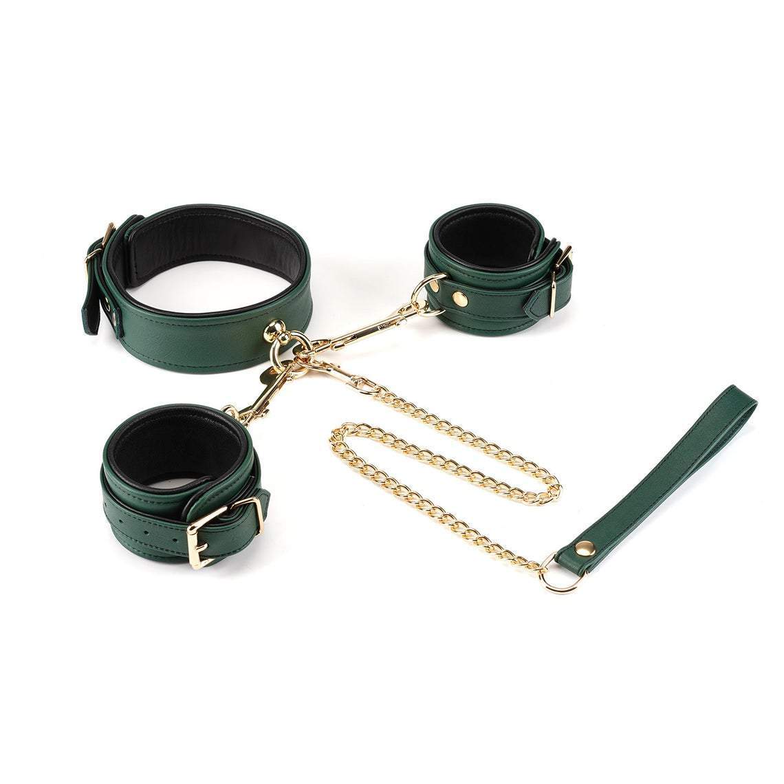 Dark Green Limited Edition Bondage Set- collar, leash & wrist