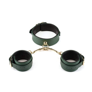 Dark Green Limited Edition Bondage Set- collar, leash & wrist
