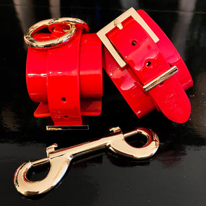 High Gloss Ankle Cuffs - Red/Gold